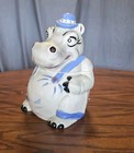 Vintage Brush Pottery Sitting Hippo Ceramic Cookie Jar Htf 
