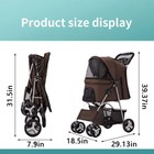 Brown 4 Wheel Foldable Pet Stroller - Outdoor Carrier Strolling Cart For Cat Dog