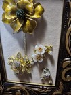 Handmade 9x7 Gold Bronze Framed Repurposed Jewelry Picture
