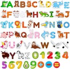 Wooden Kids Magnets     26 Cute Animals  Alphabet Uppercase Letters  And 0-9 Nu   