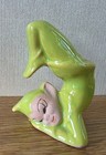 Vtg Gilner Lime Green Pixie Elf Ceramic Figurine Doing A Handstand Excellent 