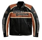 Harley Davidson Men s Classic Orange Cruiser Jacket 100  Cowhide Leather Jacket