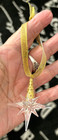 Vtg 2 5  Atomic Starburst Gold Filigree Clear Crystal Look Plastic Xmas Ornament