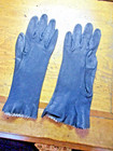 Victorian Ladies  Embellished Black Leather Gloves   Unlined Antique Vintage