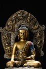 11 8 old Tibet Buddhism Bronze Gilt Silver Shakyamuni Amitabha Buddha Statue