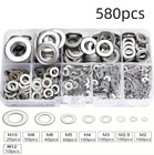 360 580pcs 304 Stainless Steel Flat Washer Set Multi Size Repair Kit Box - New