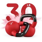Yes4all 30 Pound Kettlebell  Cast Iron Hand Weight With Neoprene Coating  Red