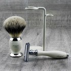 Professional Men Gift Set Shaving Synthetic Brush Double Edge Safety Razor Stand