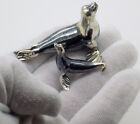 Vintage Italian Handmade Sterling Silver 925 Mother   Baby Seal Figurine Statuet