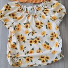 Lily Bleu Girls Beige Floral Peasant Blouse Ruffle 3 4 Sleeve 7-8y
