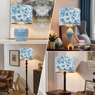 Lamp Shades Set Of 2-12 Inch Drum Blue White Floral Pattern Lamp Shades For T   