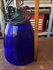 Vintage Colbalt Blue Ribbed Glass Lamp light Shade Large Blue Glass Shade light