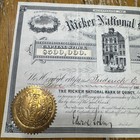1905 Ricker National Bank Stock Certificate Signed Hc Ricker Jr