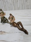 Vintage Ceramic Pixie Elf Figurine Knee Up Pointed Ears Mcm Decor  Lot Of 3