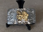 Bronze Silver Tone Vintage Covered Wagon Belt Buckle    b57 