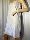 Antique Vintage Full Slip White Cotton Eyelet Lace Chemise Flapper 1920s France