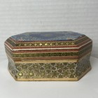 Persian Khatam Inlay Box Hexagon Hand Painted Enamel 4 75    Trinket Box Vintage