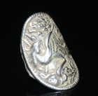 4cm Old Chinese Miao Silver Feng Shui Phoenix Flower Finger Jewelry Ring