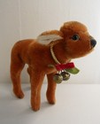 Vintage Steiff 670893 Christmas Deer Bow bells Mohair Ear Button White Tag 7 5 l