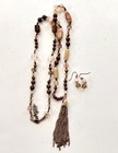 Beaded Necklace Earring Set Glass Stones Lobster Clasp Brown Colors