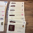 45pcs Gold Plated Usps Collectible First Day Of Issue Stamps Lot  With 3 Binders