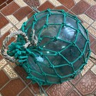 Antique Japanese Hand-blown Glass Fishing Float In Net Nautical Decor Vintage Jp