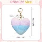 Pom Pom Keychain  Faux Rabbit Fur Fluffy Pompoms Keyring Heart  Blue Colors