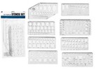 8pc Plastic Stencil Set  oval  Circle  Square  Circle Hex  Perspective Shapes 