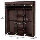 Closet Wardrobe Portable Clothes Storage Organizer With Metal Shelves Dark Brown