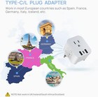 2pcs European Travel Plug Adapter  Power Plug 3 Usb  1 Usb C Port Most Of Europe