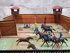 Vintage Marx Carry-all Action Fort Apache Play Set Figures Tin Litho Toy Box