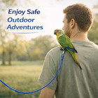 Parrot Bird Harness Leash Anti-bite Outdoor Blue Flying Training Rope With 5p   