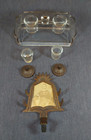 Unique Vtg Glass Inkwell With Cast Iron Lids And Picture Frame With Pen Holders