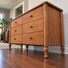 55  French Country 6 Drawer Dresser Scalloped Wood Chest Of Drawers Turned Legs