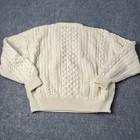 Vtg Club Room Irish Wool Cable Knit Fishermans Sweater Chunky Mens L