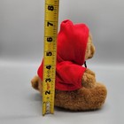 Russ Bear Peevey Plush 7  Brown Red Hooded Shirt Vintage Stuffed Animal Toy