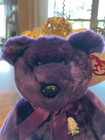 Ty Beanie Original Buddy Princess Diana Bear 14    Ty Tag 1998 Purple White Rose