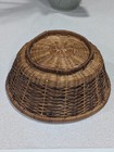 Vtg Wicker Round Handwoven Basket 