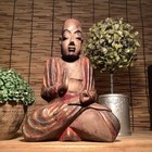Antique Burmese Shakyamuni Buddha Wood Carving Figurine 9 8in