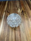 Vintage Cut Glass Trinket Powder Jar With Floral Lid 3  Round