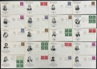  859-893 Famous Americans Artcraft Cachet First Day Covers Nice Clean Set