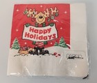 Vintage Reindeer Holiday Beverage Napkins Christmas Paper Art Qty 16