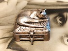 Cat Tiny Silver Tone-3cm-vintage Pill Box-1b