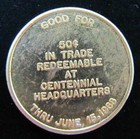 Atlantic Iowa Centennial Souvenir Medallion 50c Token Pioneering Progress