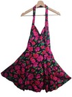 Vtg Y2k Rampage Red Floral Halter Backless Dress Zip Up Fitted Rockabilly Sz 7