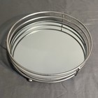 Hampton Silver Mirror Round Vanity Tray Perfume Caddy 10x10x2 5    Art Deco Style