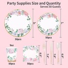Floral Party Supplies For 50 Guests - Plates  Napkins  Cups   Cutlery