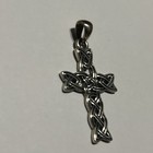 925 Solid Sterling Silver Cross Celtic Knots Design W Irish Style Pendant 4g New