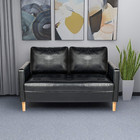 57  Modern Sofa Couch  Black Faux Leather Loveseat For Living Room  Comfy Office