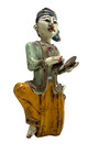 Vintage Burmese Wood Temple Musician Figurine Hand Carved Asian Cymbal Wall Art